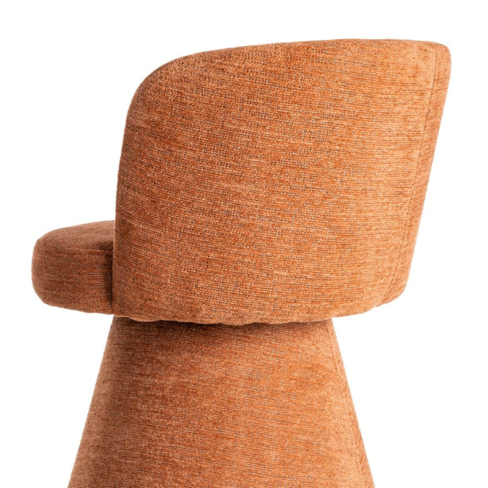 Scaun tapițat din stofă teracota cu mecanism rotativ și bază conică [8]