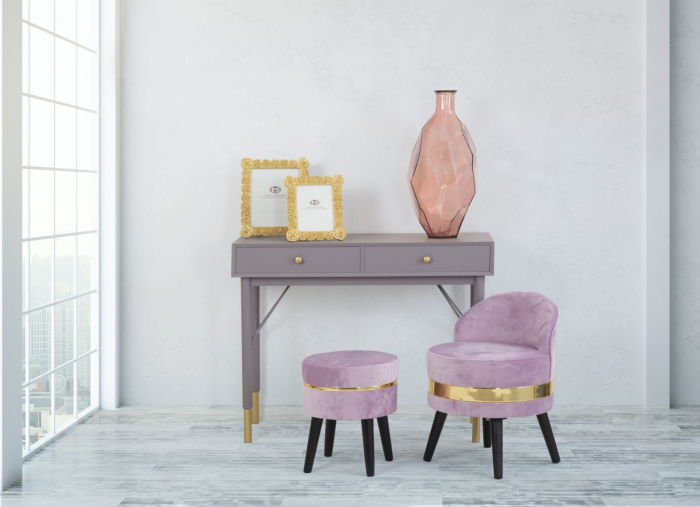 Scaun tapitat roz lila fotoliu Mini Paris CreativDeco [9]