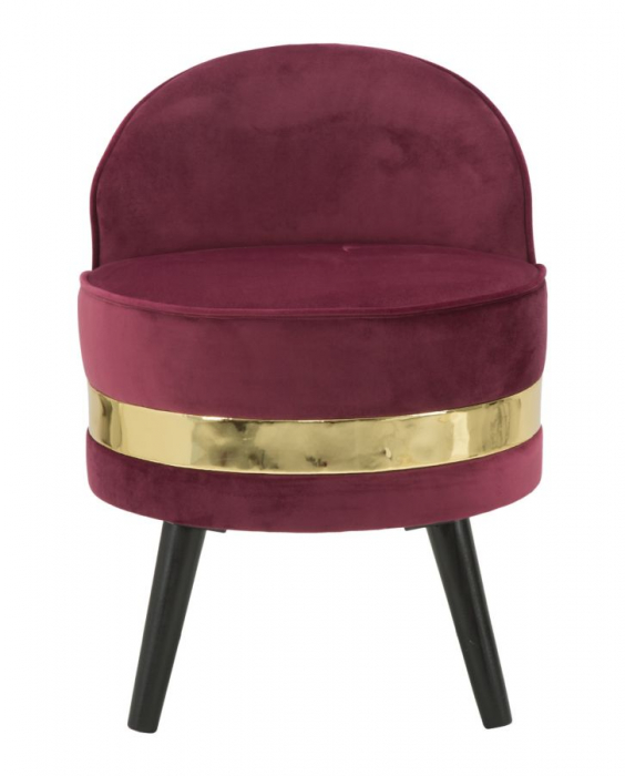 Scaun fotoliu rotund catifea rosu bordo banda aurie Mini Paris 45x62 - CreativDeco.ro [2]
