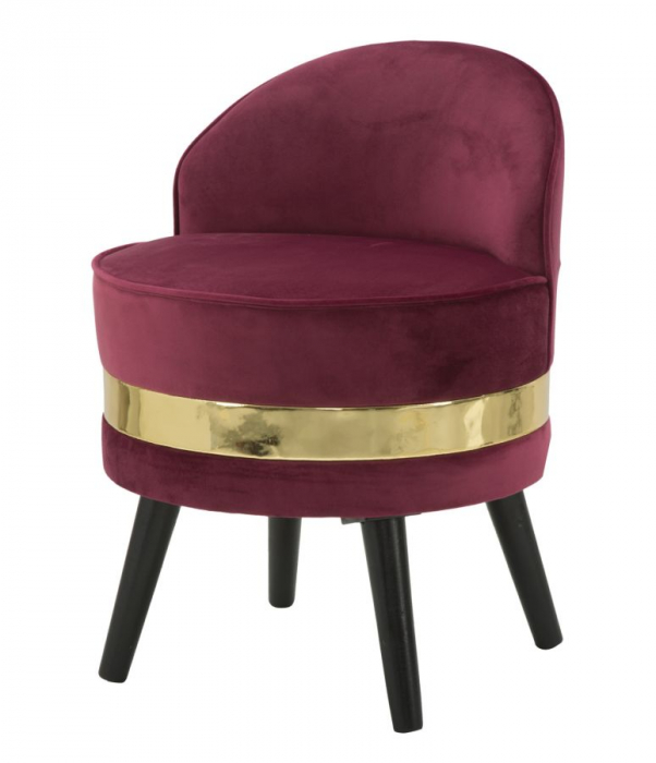 Scaun fotoliu rotund catifea rosu bordo banda aurie Mini Paris 45x62 - CreativDeco.ro [4]
