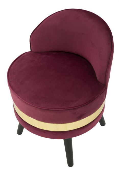 Scaun fotoliu rotund catifea rosu bordo banda aurie Mini Paris 45x62 - CreativDeco.ro [5]