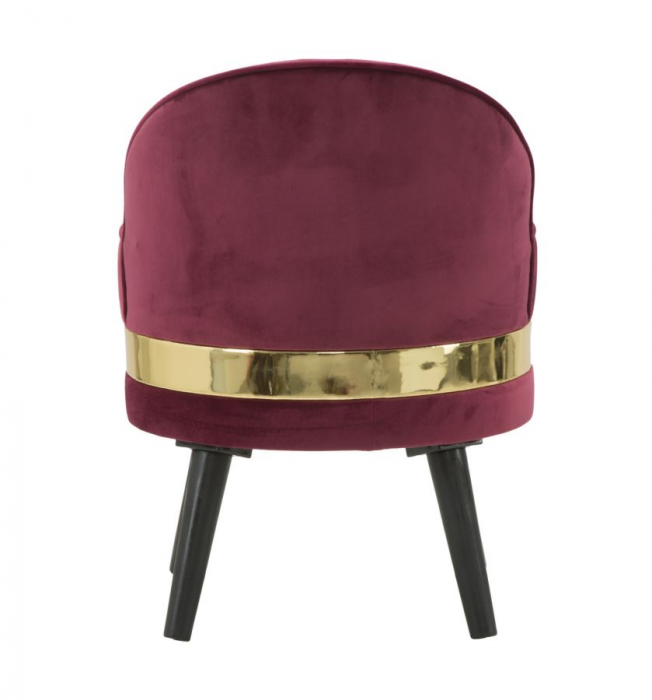 Scaun fotoliu rotund catifea rosu bordo banda aurie Mini Paris 45x62 - CreativDeco.ro [3]