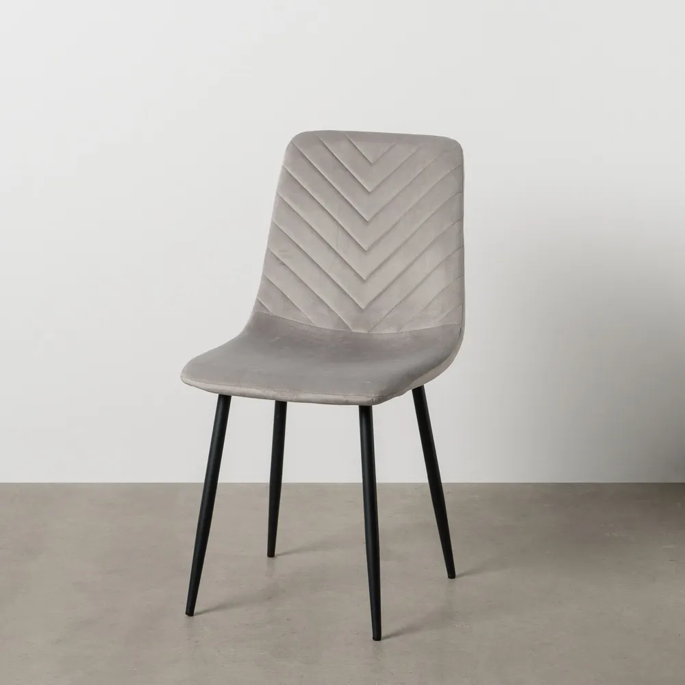 Scaun V-Line Gri Deschis Negru, Catifea Metal - CreativDeco.ro [2]