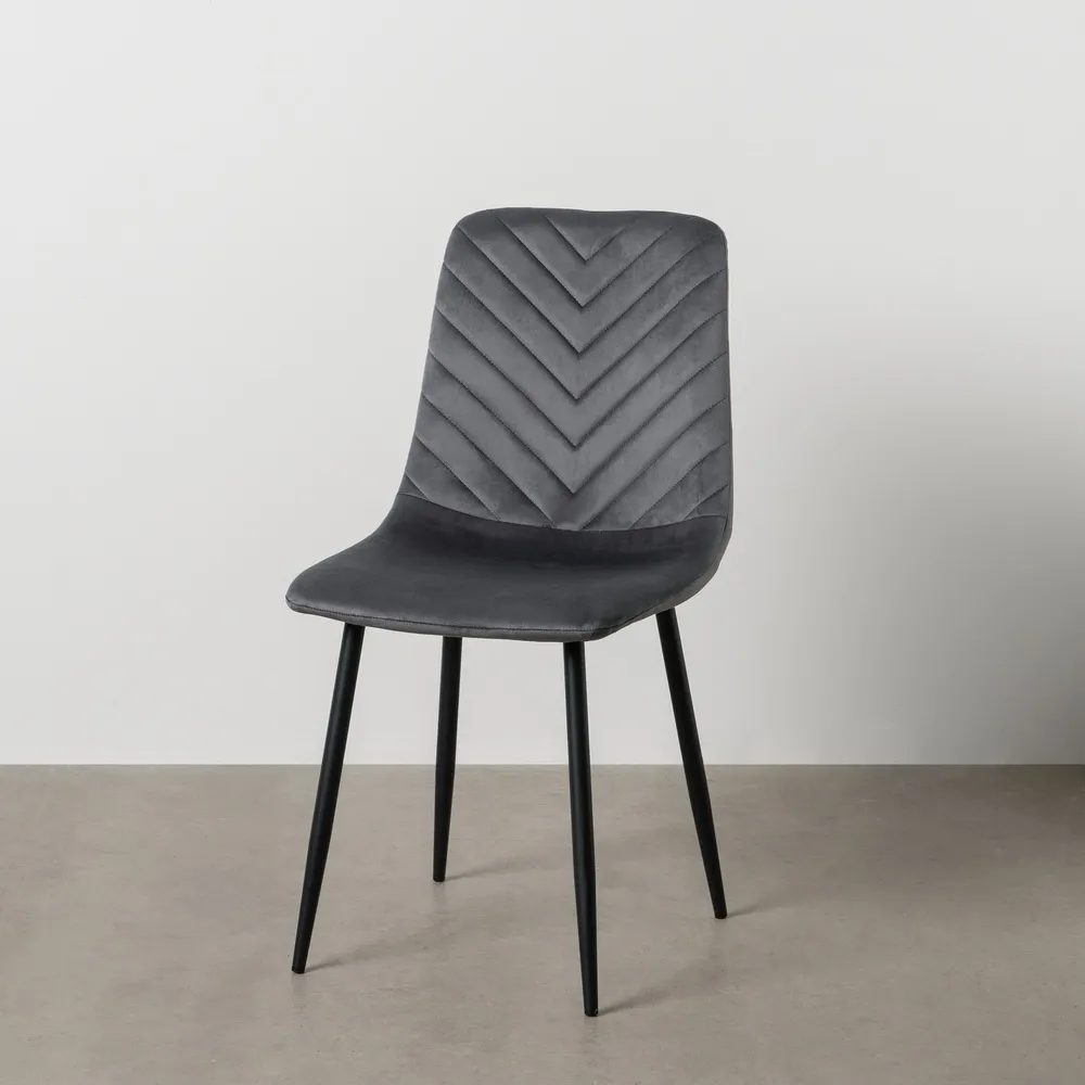 Scaun V-Line Gri-Negru, Catifea Metal - CreativDeco.ro [2]