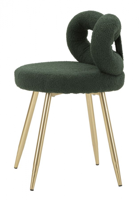Scaun modern verde cu tapițerie boucle și picioare aurii Ilary [4]