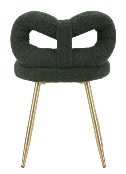 Scaun modern verde cu tapițerie boucle și picioare aurii Ilary [6]