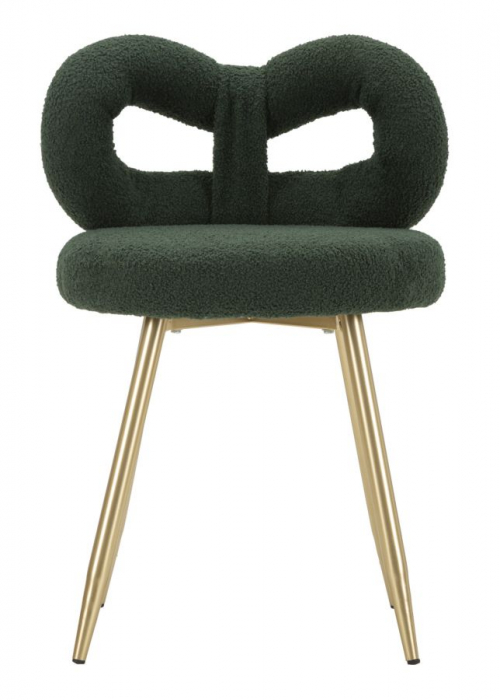 Scaun modern verde cu tapițerie boucle și picioare aurii Ilary [3]