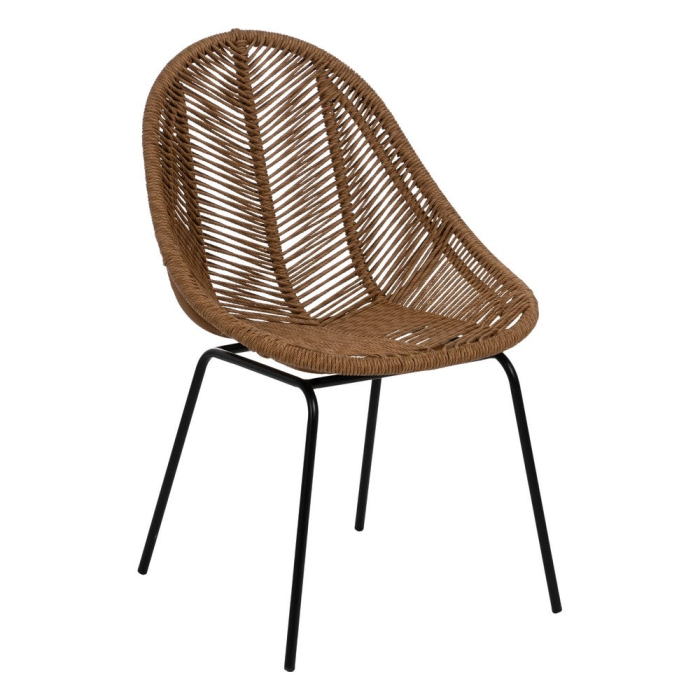 Scaune din polietilenă și oțel pentru exterior, set 2, design ergonomic [2]