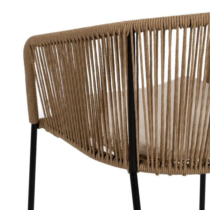 Scaune din polietilenă și oțel pentru exterior, set 2, design natural [11]