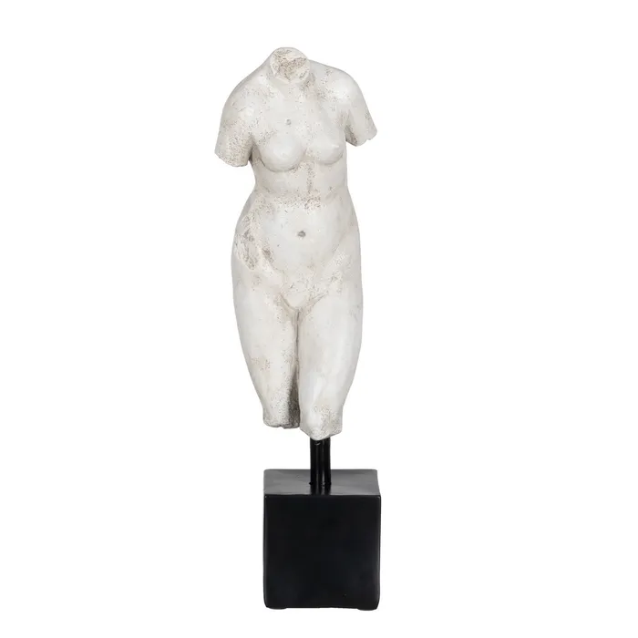 Sculptură alb antichizat bază neagră robustă|Decoruri clasice sofisticate [1]