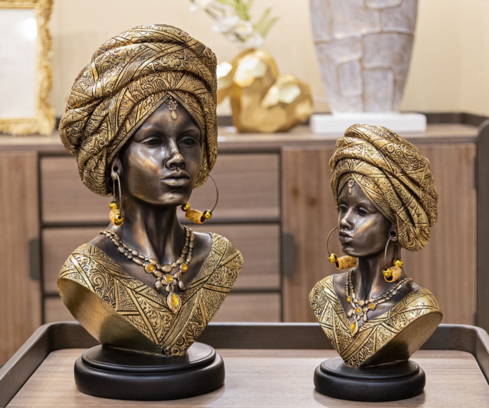 Sculptura femeie africana cu turban | Arta etnica stil | CreativDeco.ro   [6]