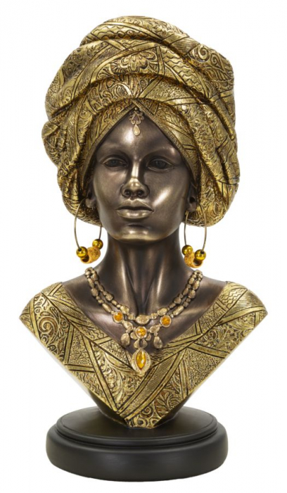 Sculptura femeie africana cu turban | Arta etnica stil | CreativDeco.ro   [1]