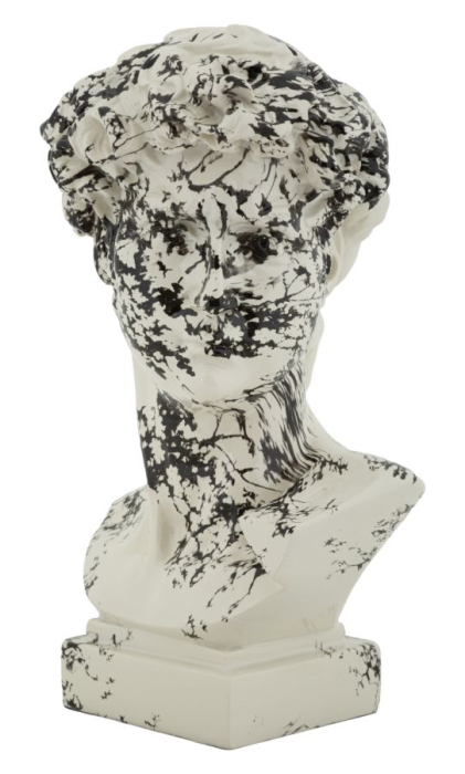 Sculptură decorativă alb-negru cu formă de cap stilizat [2]