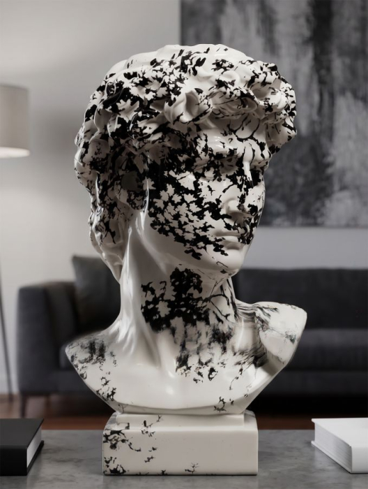Sculptură decorativă alb-negru cu formă de cap stilizat [7]