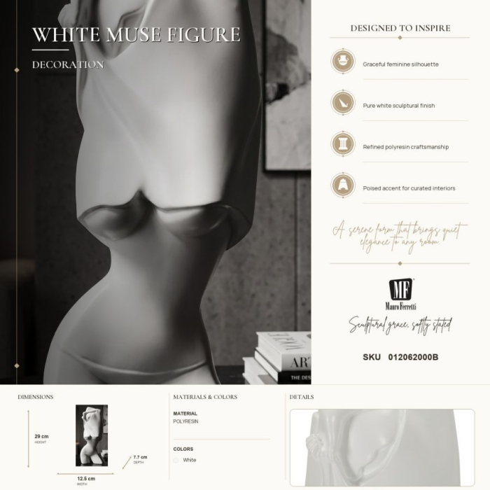 Sculptură decorativă albă cu siluetă feminină abstractă [7]