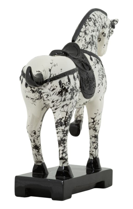 Sculptură decorativă cu cal stilizat finisaj alb-negru [6]