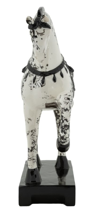 Sculptură decorativă cu cal stilizat finisaj alb-negru [2]