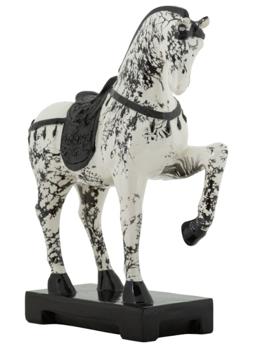 Sculptură decorativă cu cal stilizat finisaj alb-negru [3]