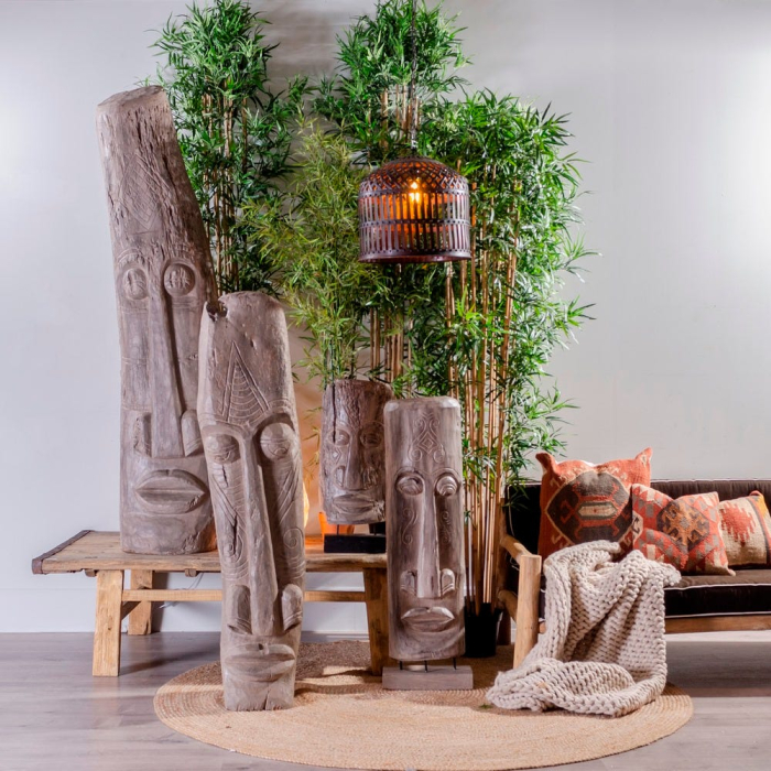 Sculptura decorativa lemn Java cu suport metalic etnica [2]