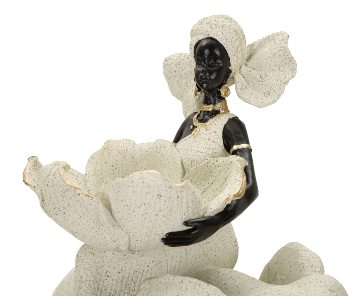 Sculptură decorativă etnică cu femeie africană pe elefant [4]