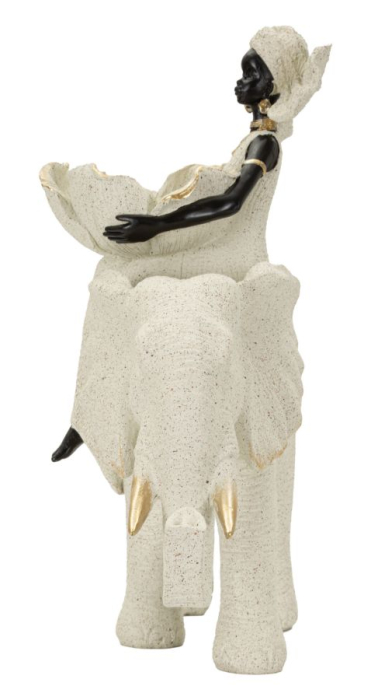 Sculptură decorativă etnică cu femeie africană pe elefant [3]