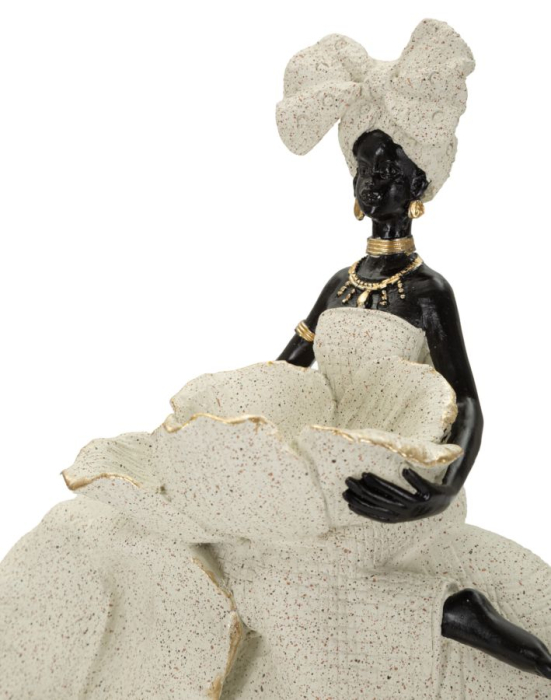 Sculptură decorativă etnică mică femeie africană pe elefant [4]