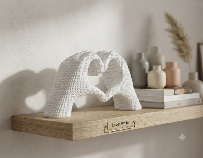 Sculptură decorativă inimă din rășină albă – imagine principală – Lover White [2]