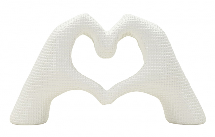 Sculptură decorativă inimă din rășină albă – imagine principală – Lover White [1]