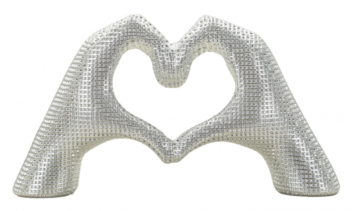 Sculptură decorativă inimă din rășină argintie Lover Silver – imagine principală [1]