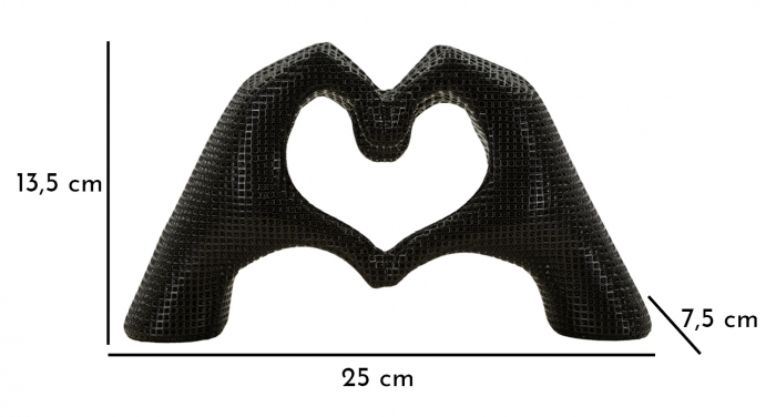 Sculptură decorativă inimă din rășină neagră – imagine principală – Lover Black [7]