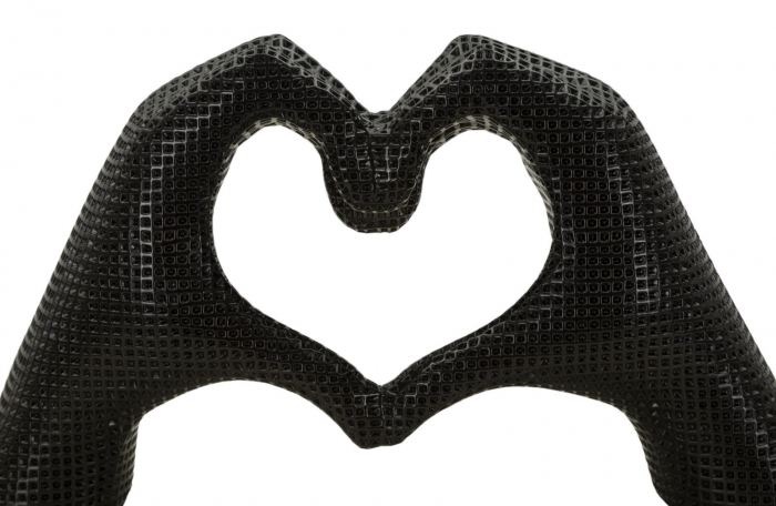 Sculptură decorativă inimă din rășină neagră – imagine principală – Lover Black [4]