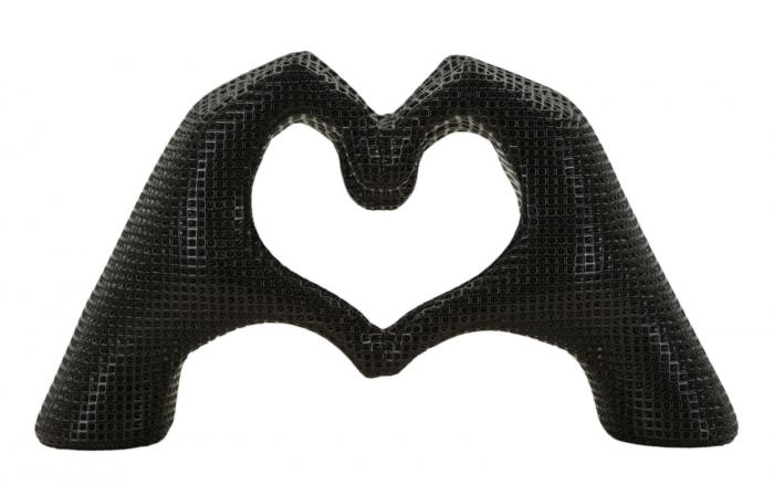 Sculptură decorativă inimă din rășină neagră – imagine principală – Lover Black [1]