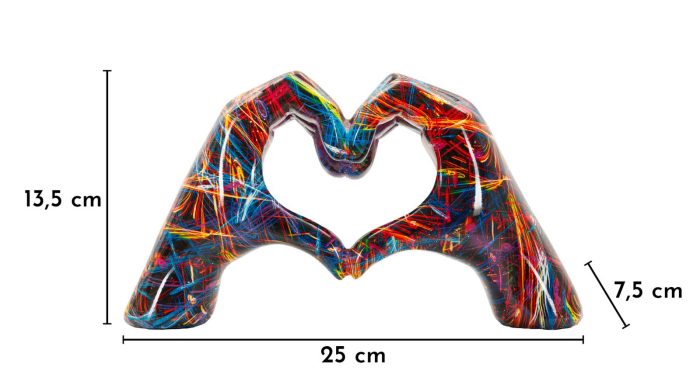 Sculptura decorativa maini in forma de inima multicolor din polirasina [7]