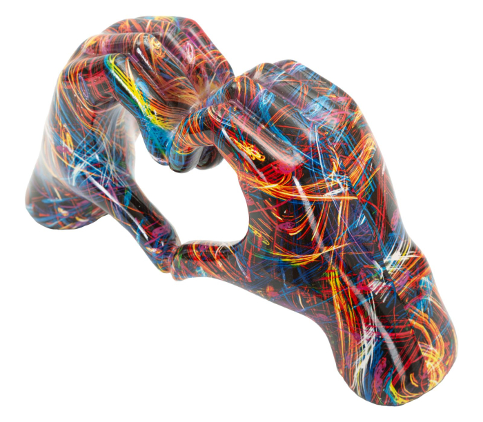 Sculptura decorativa maini in forma de inima multicolor din polirasina [3]