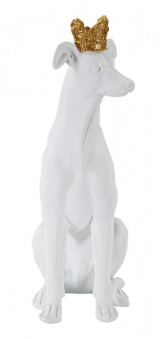 Sculptura Dog, rasina, alb/auriu [2]