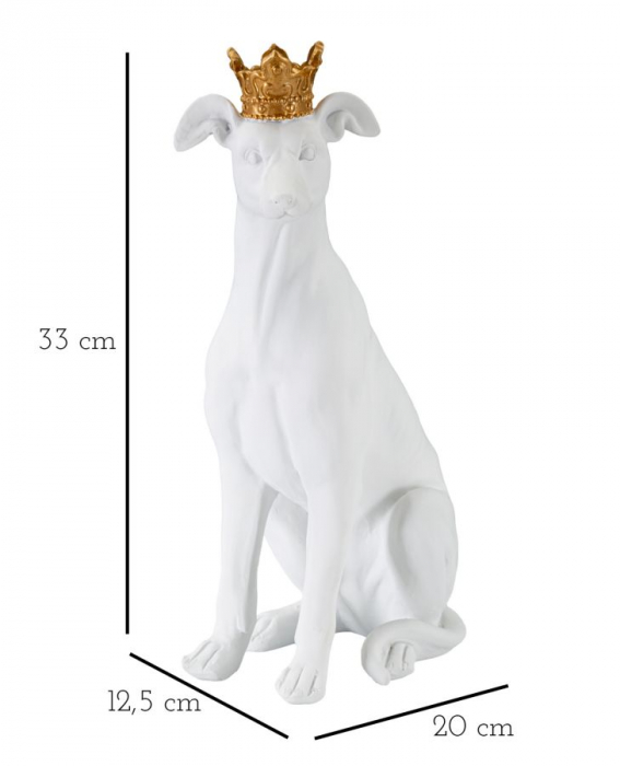 Sculptura Dog, rasina, alb/auriu [8]