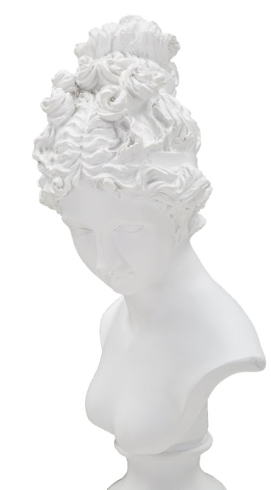 Sculptură bust femeie romană albă cu detalii reliefate [6]