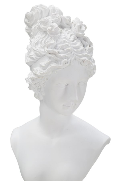 Sculptură bust femeie romană albă cu detalii reliefate [4]