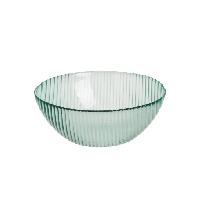 Set de douăsprezece boluri medii din sticlă reciclată verde, cu striații fine [6]