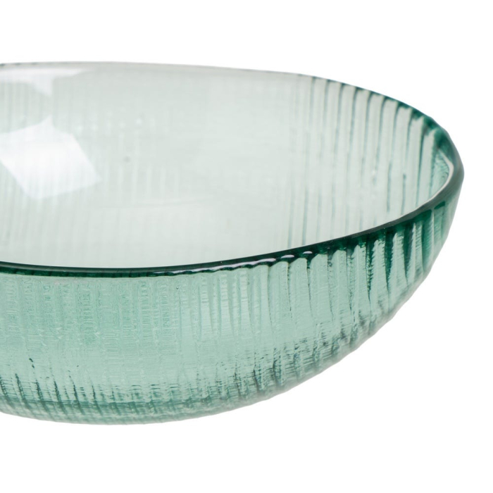 Set de douăsprezece boluri mici din sticlă reciclată verde, cu pereți striați [7]