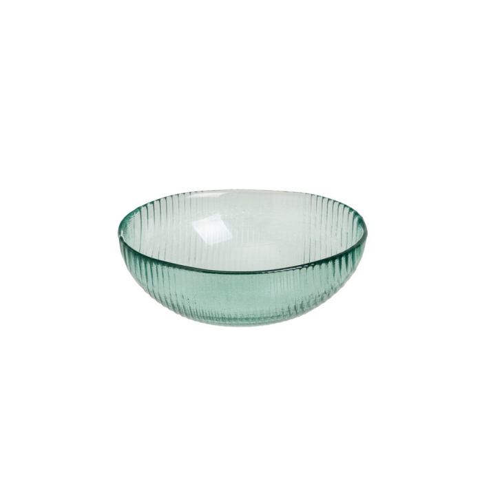 Set de douăsprezece boluri mici din sticlă reciclată verde, cu pereți striați [5]