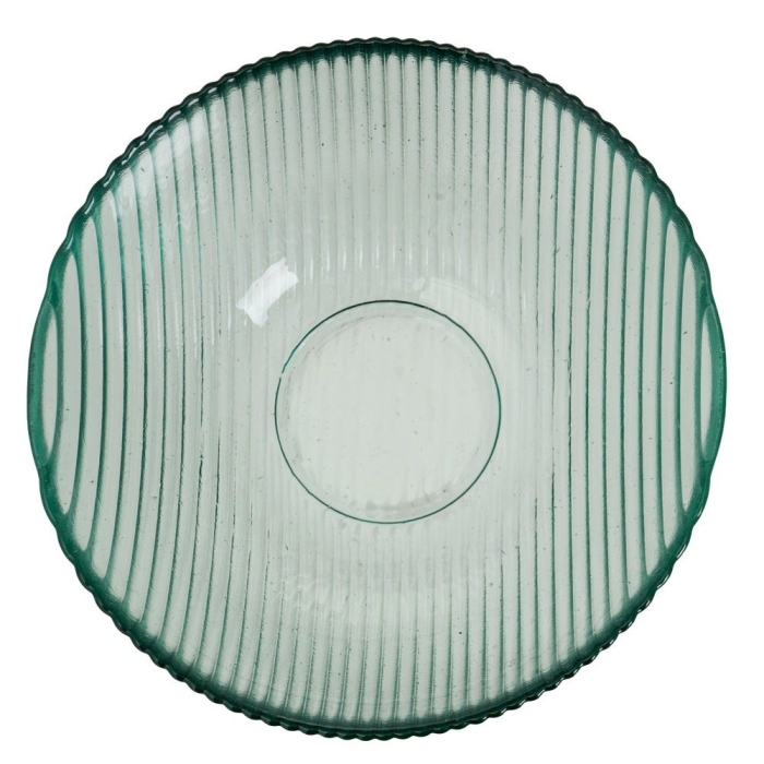 Set de douăsprezece boluri medii din sticlă reciclată verde, cu striații fine [4]