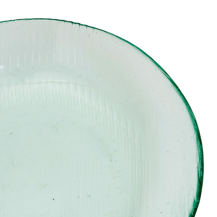 Set de douăsprezece farfurii adânci din sticlă reciclată verde pal, cu dungi [4]