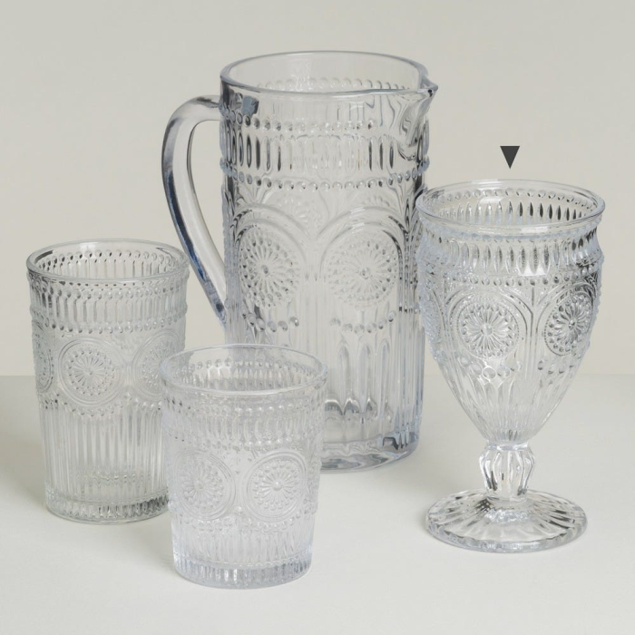 Set de douăsprezece pahare de vin cu picior din sticlă, cu medalion floral în relief [2]