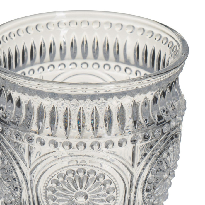 Set de douăsprezece pahare de vin cu picior din sticlă, cu medalion floral în relief [3]