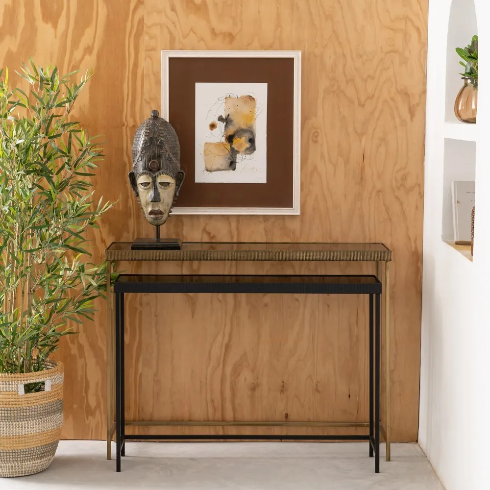 Set 2 Console Gold-Black, Auriu Negru, Metal Sticla - creativdeco.ro [3]