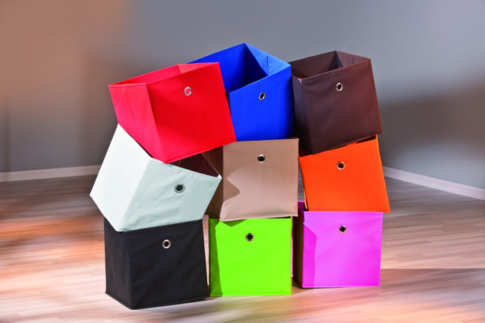 Set 2 coșuri cub din material textil negru cu inel metalic argintiu la mijlocul feței [4]