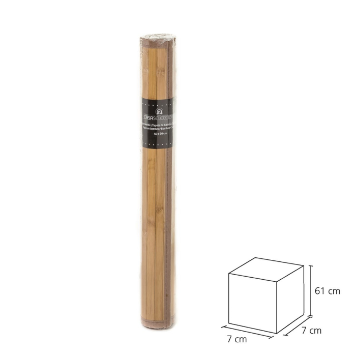 Set de două covorașe din bambus natural cu lamele subțiri și bordură textilă maro [2]