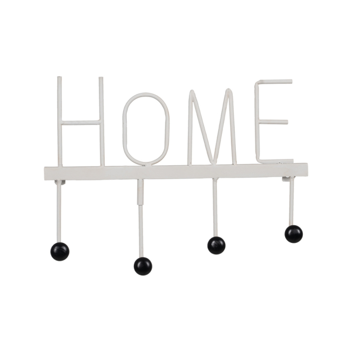 Set 2 cuiere de perete din metal alb cu inscripția HOME [2]