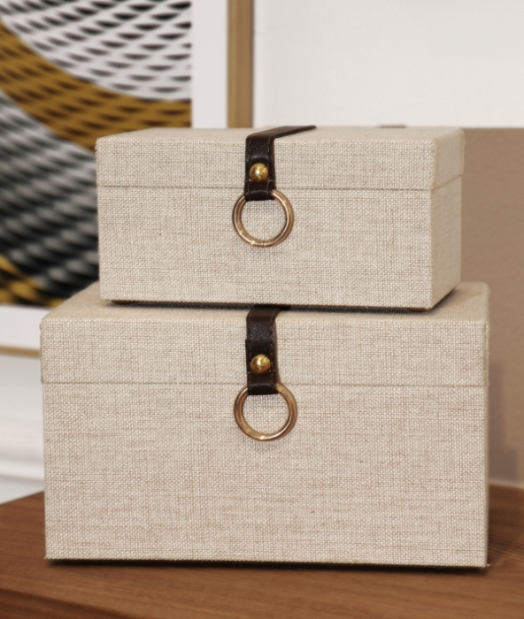 Set 2 cutii decorative rectangulare PELOUSE din lemn MDF [3]
